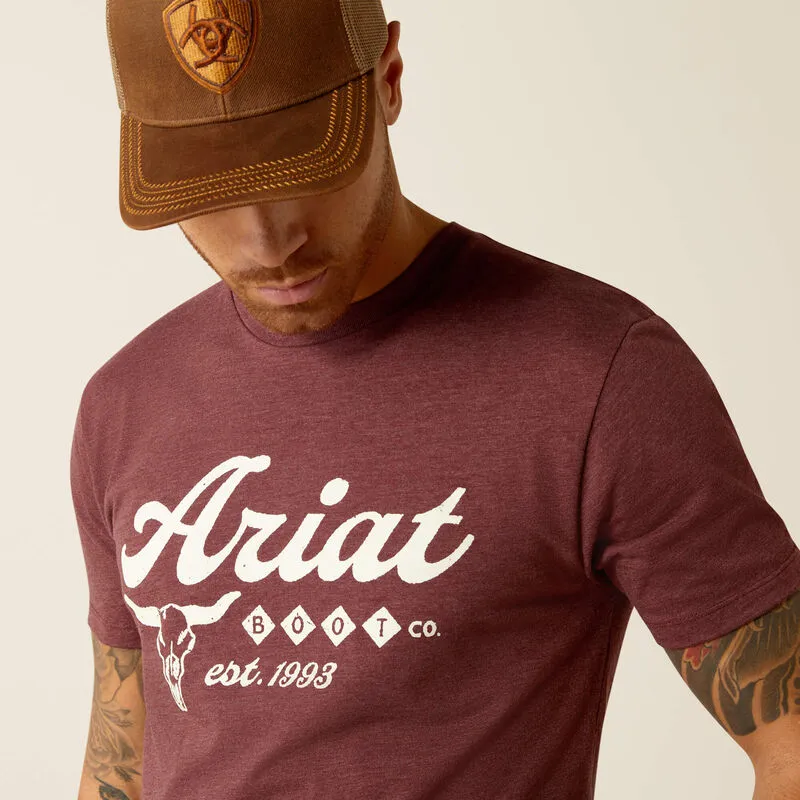 10052504 MNS Ariat Est Boot Co. Tee Maroon Heather