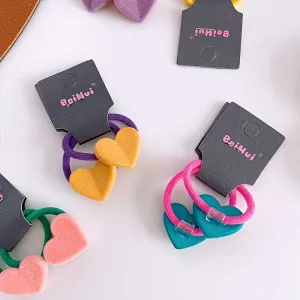 10PCS Heart Velvet Hair Ties for Girls