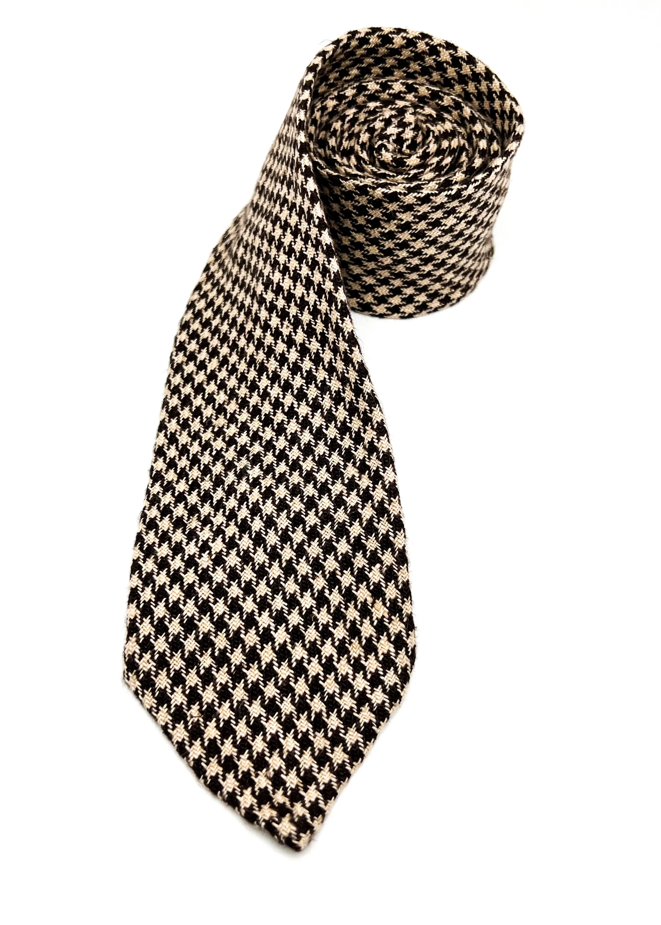 $140 POLO RALPH LAUREN - 'Hand Made In Italy' Brown Wool Houndstooth - Tie