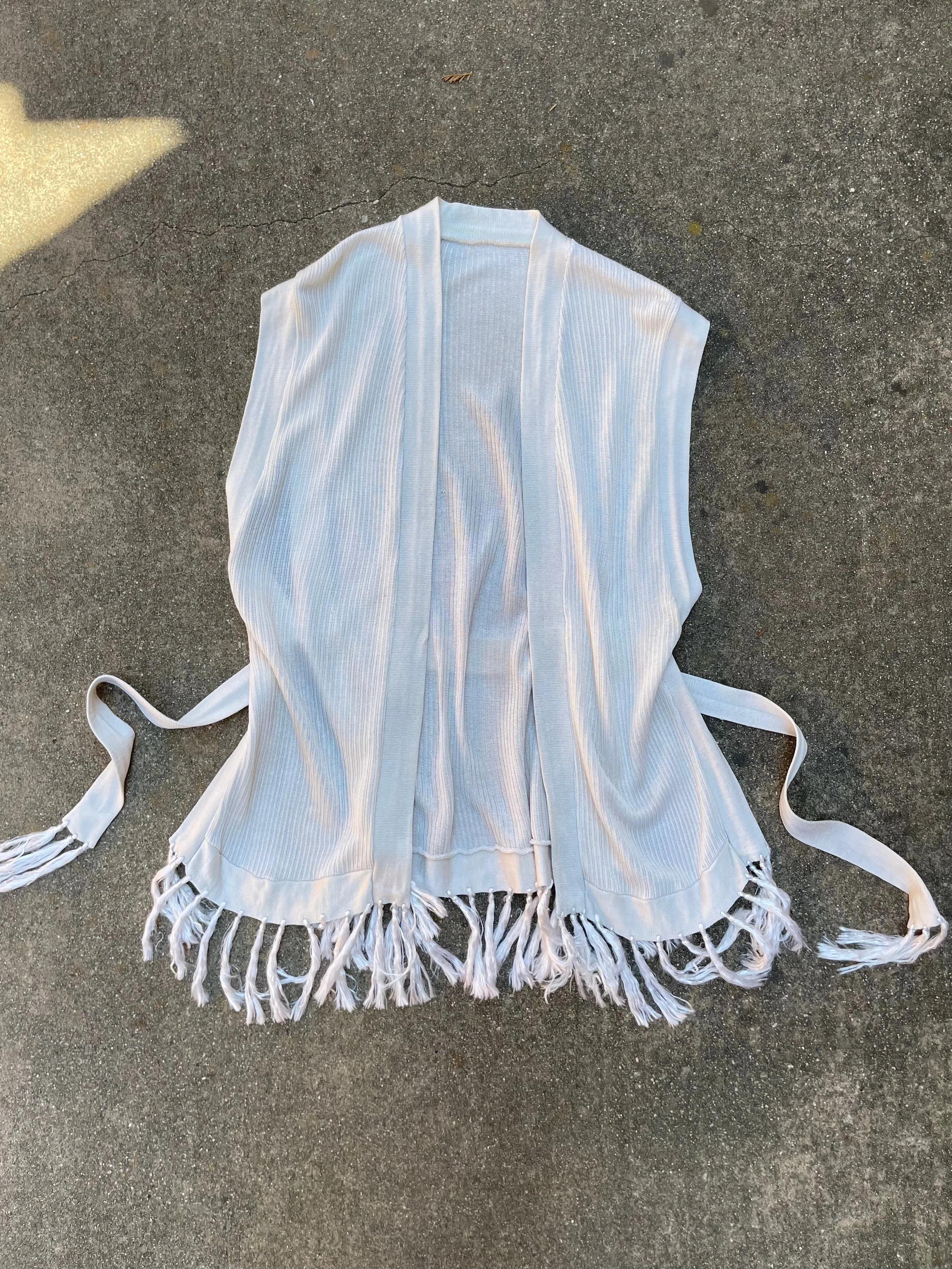1910s/20s Silk Knit Fringe Cardigan Vest