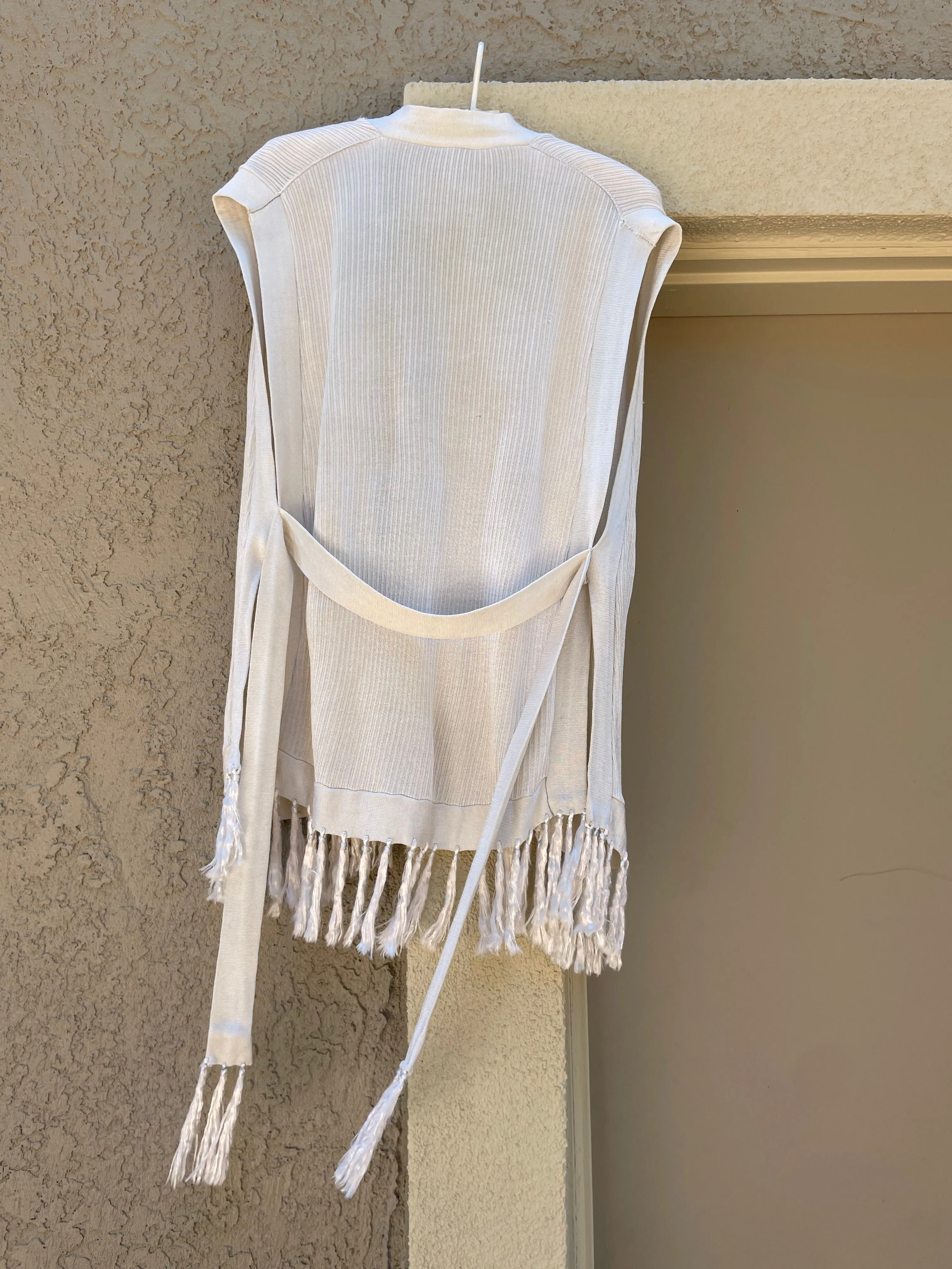 1910s/20s Silk Knit Fringe Cardigan Vest