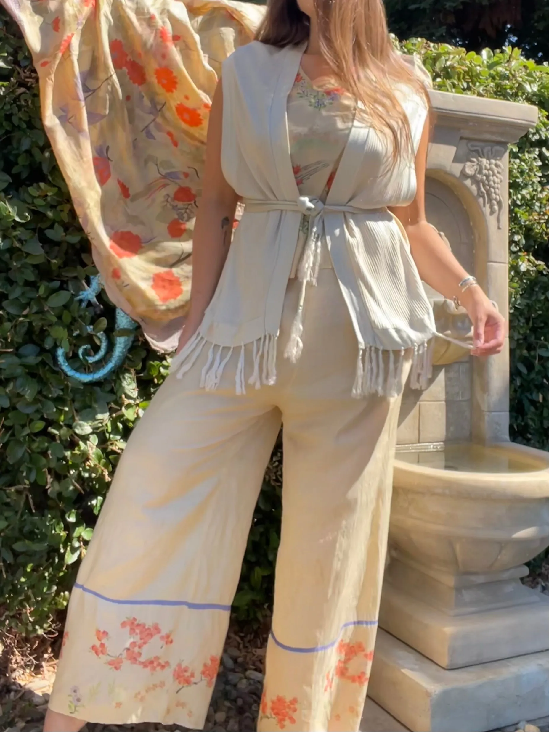 1910s/20s Silk Knit Fringe Cardigan Vest