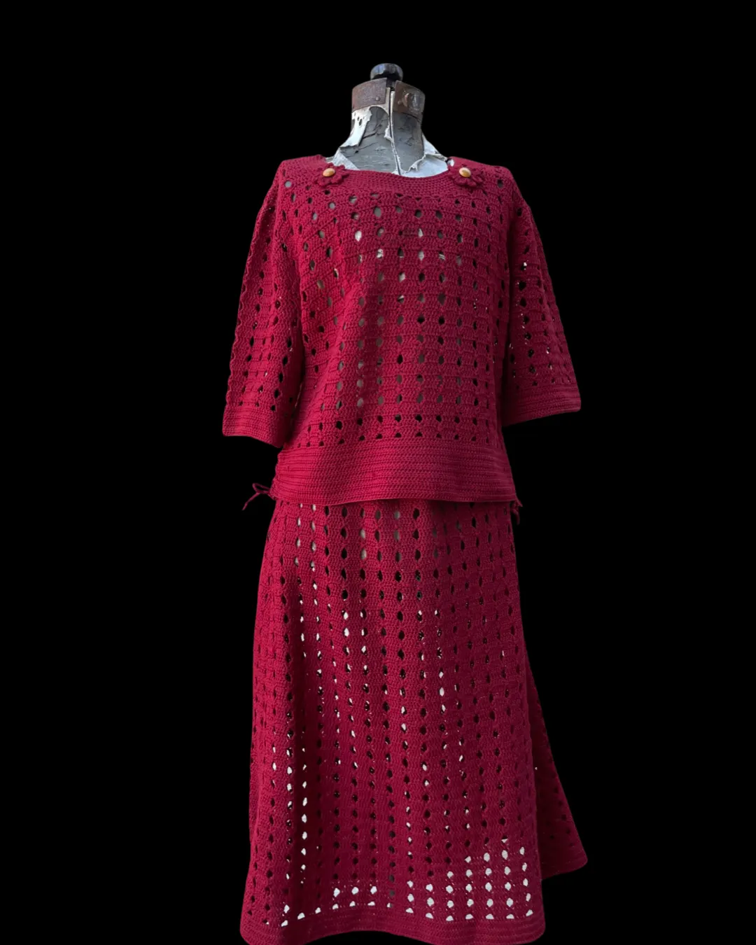 1930s Cochet Knit Two Piece Set