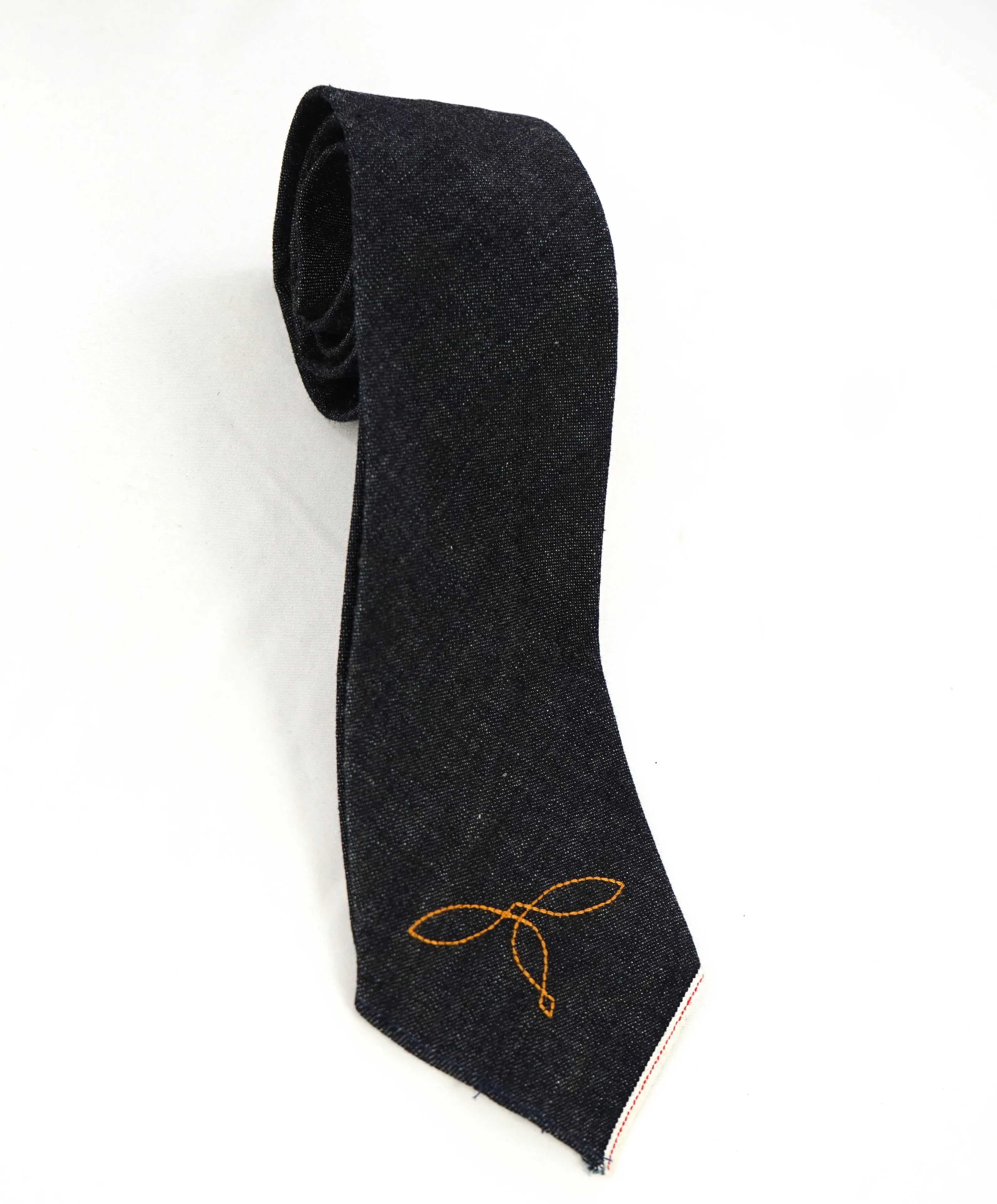 $195 RRL - Double RL Denim Tipped Stitch Tie - Tie