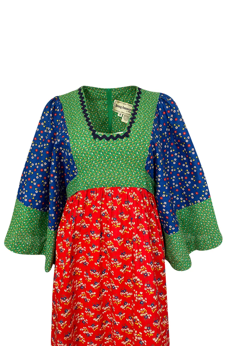 1960s Young Innocents by Arpeja Cotton Floral Batik Print Caftan Dress