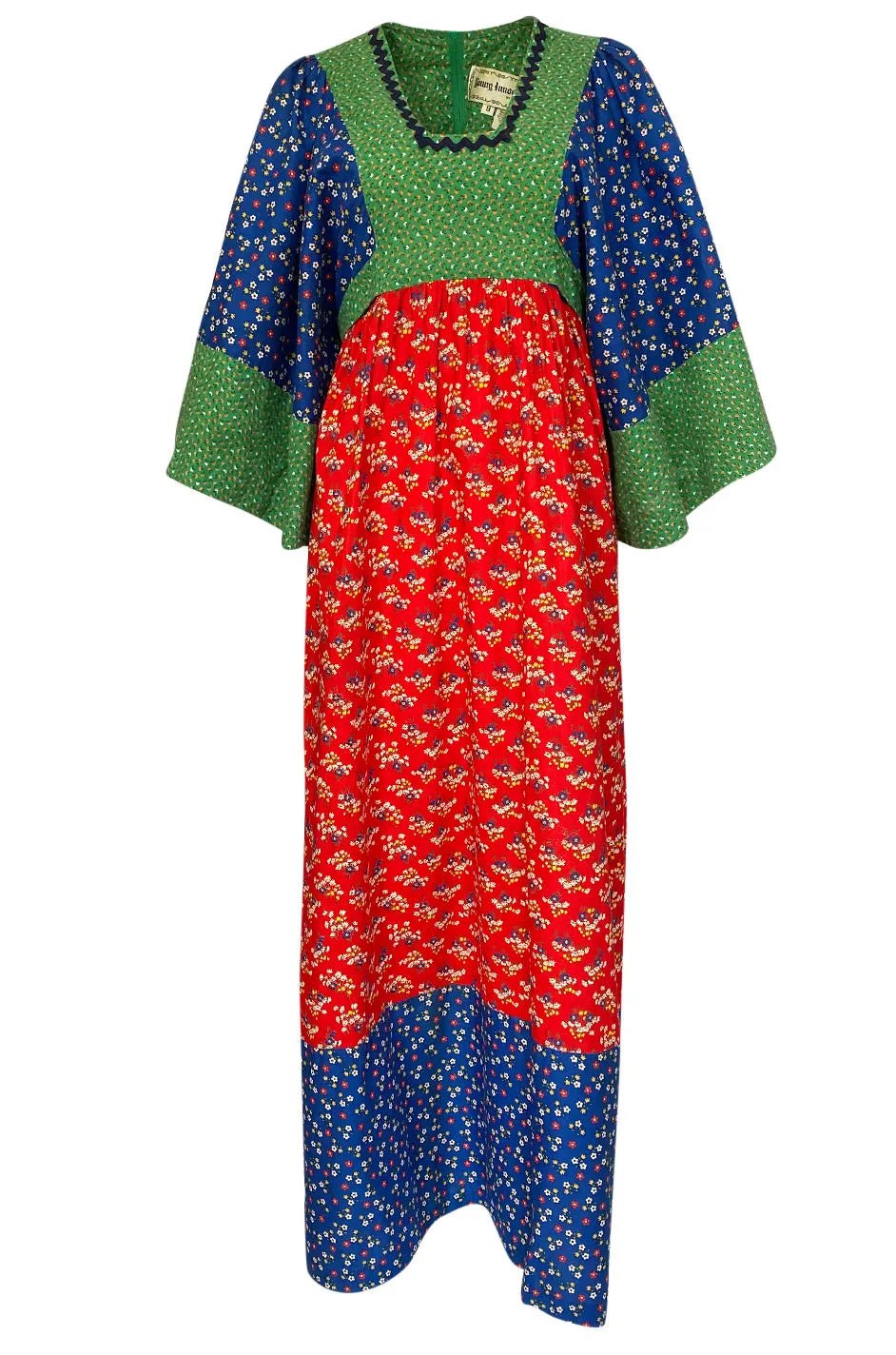 1960s Young Innocents by Arpeja Cotton Floral Batik Print Caftan Dress