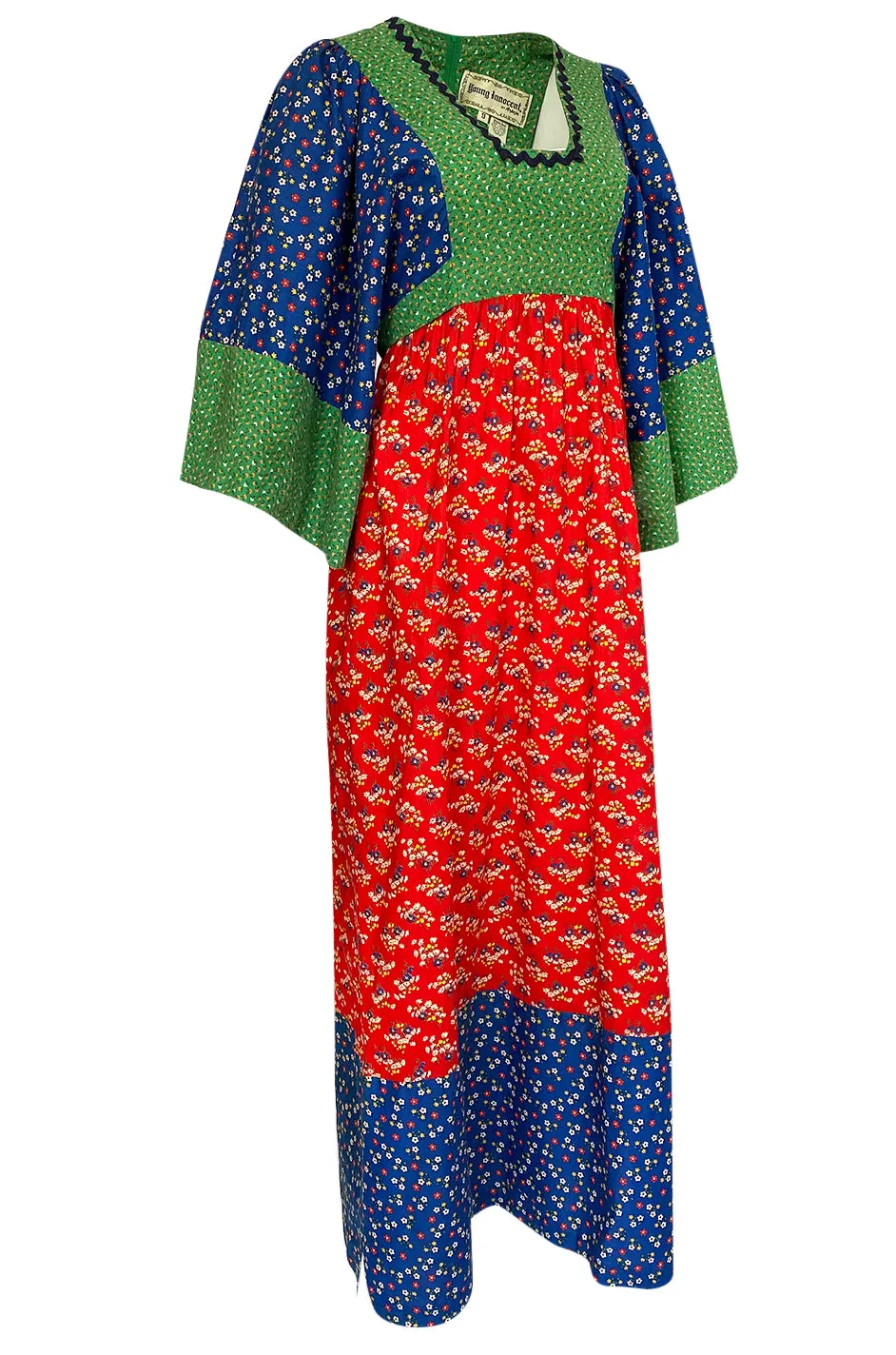 1960s Young Innocents by Arpeja Cotton Floral Batik Print Caftan Dress