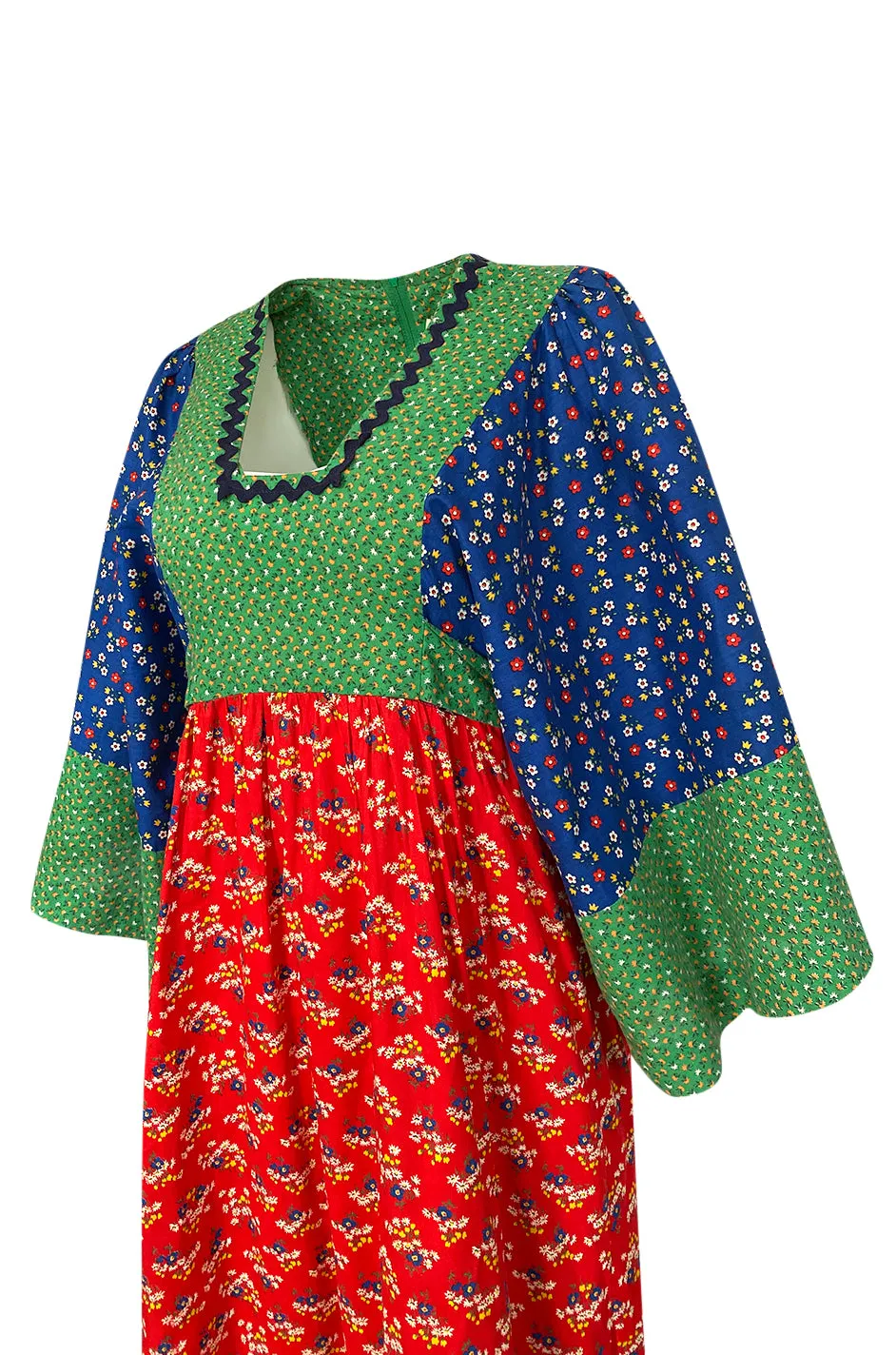 1960s Young Innocents by Arpeja Cotton Floral Batik Print Caftan Dress