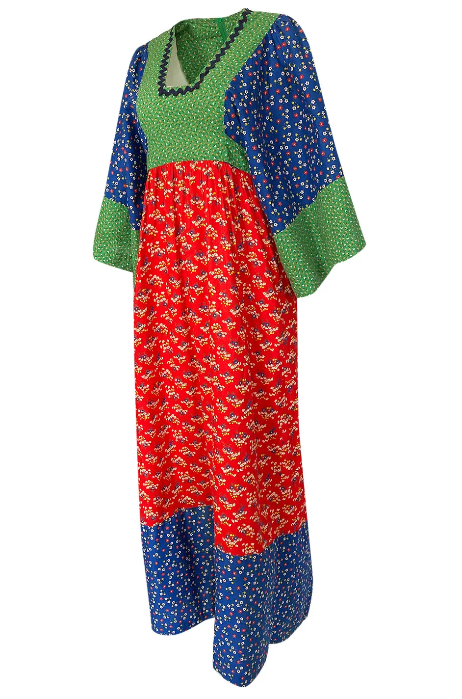 1960s Young Innocents by Arpeja Cotton Floral Batik Print Caftan Dress