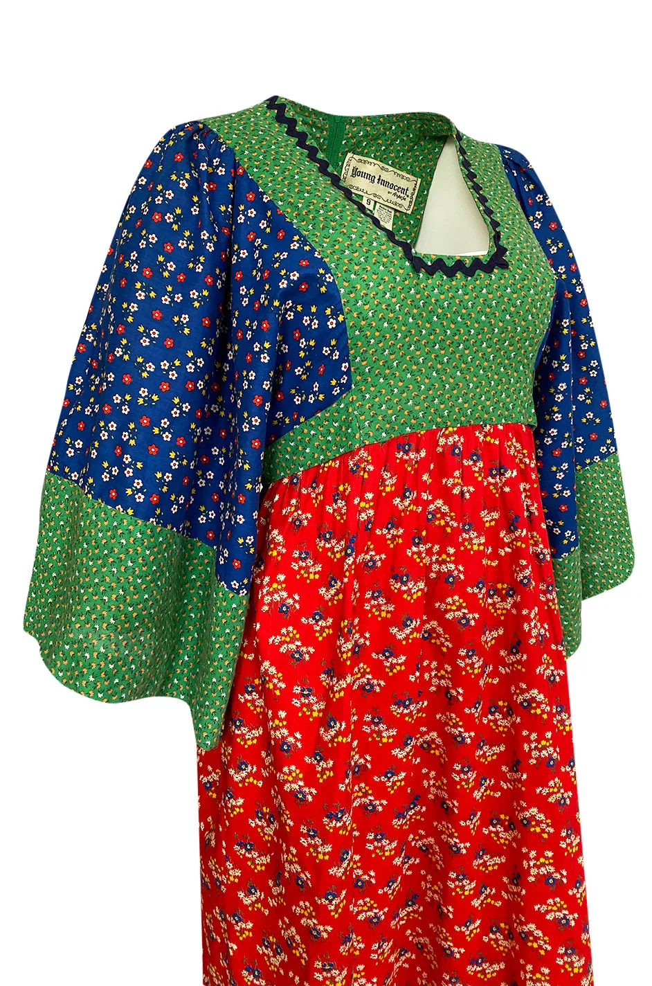 1960s Young Innocents by Arpeja Cotton Floral Batik Print Caftan Dress