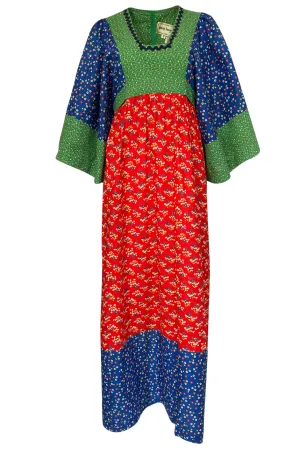 1960s Young Innocents by Arpeja Cotton Floral Batik Print Caftan Dress