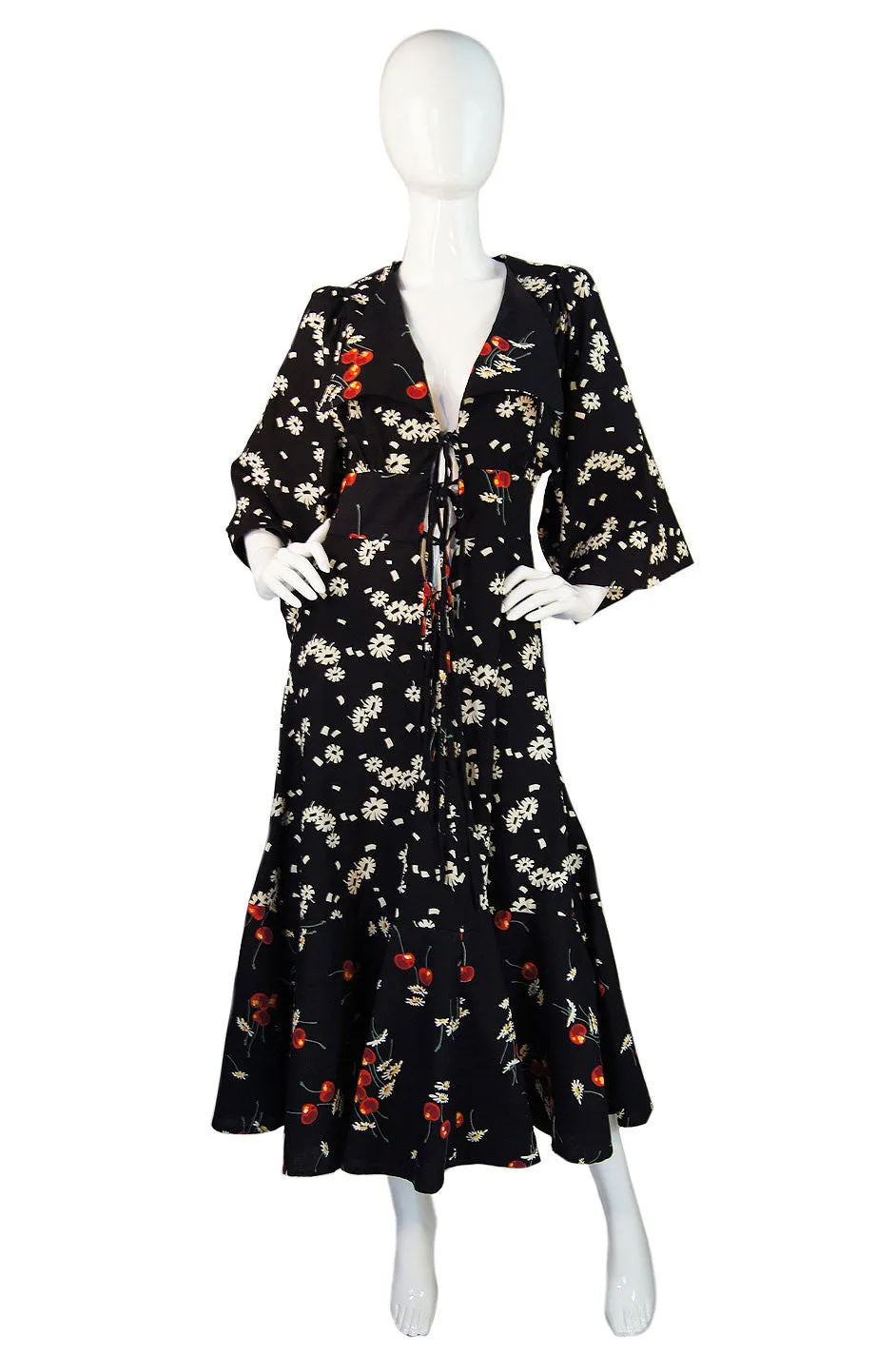1970s Biba Corsets & Cherries Day Dress