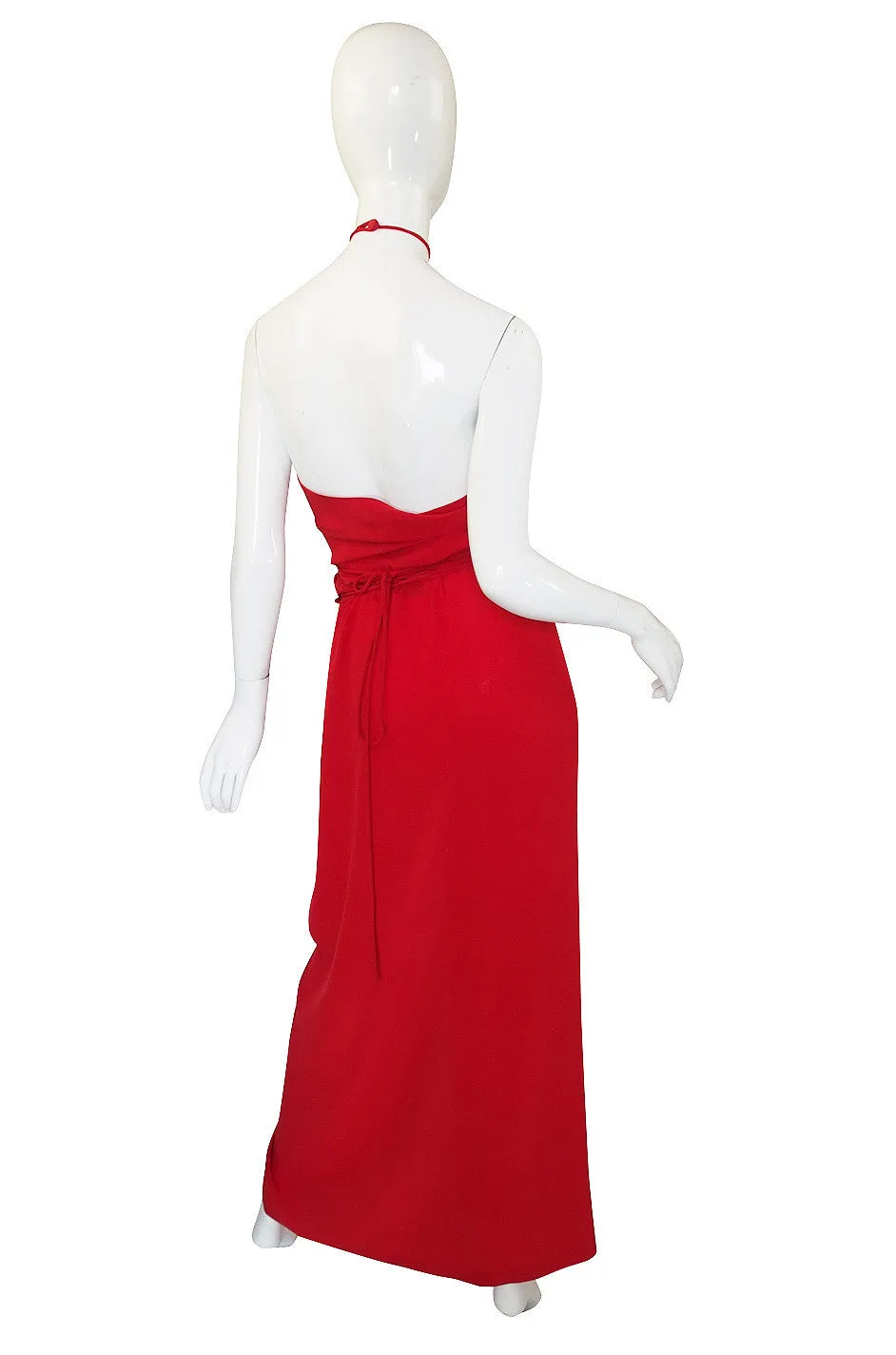1970s Bill Blass Red Silk Halter Top & Skirt