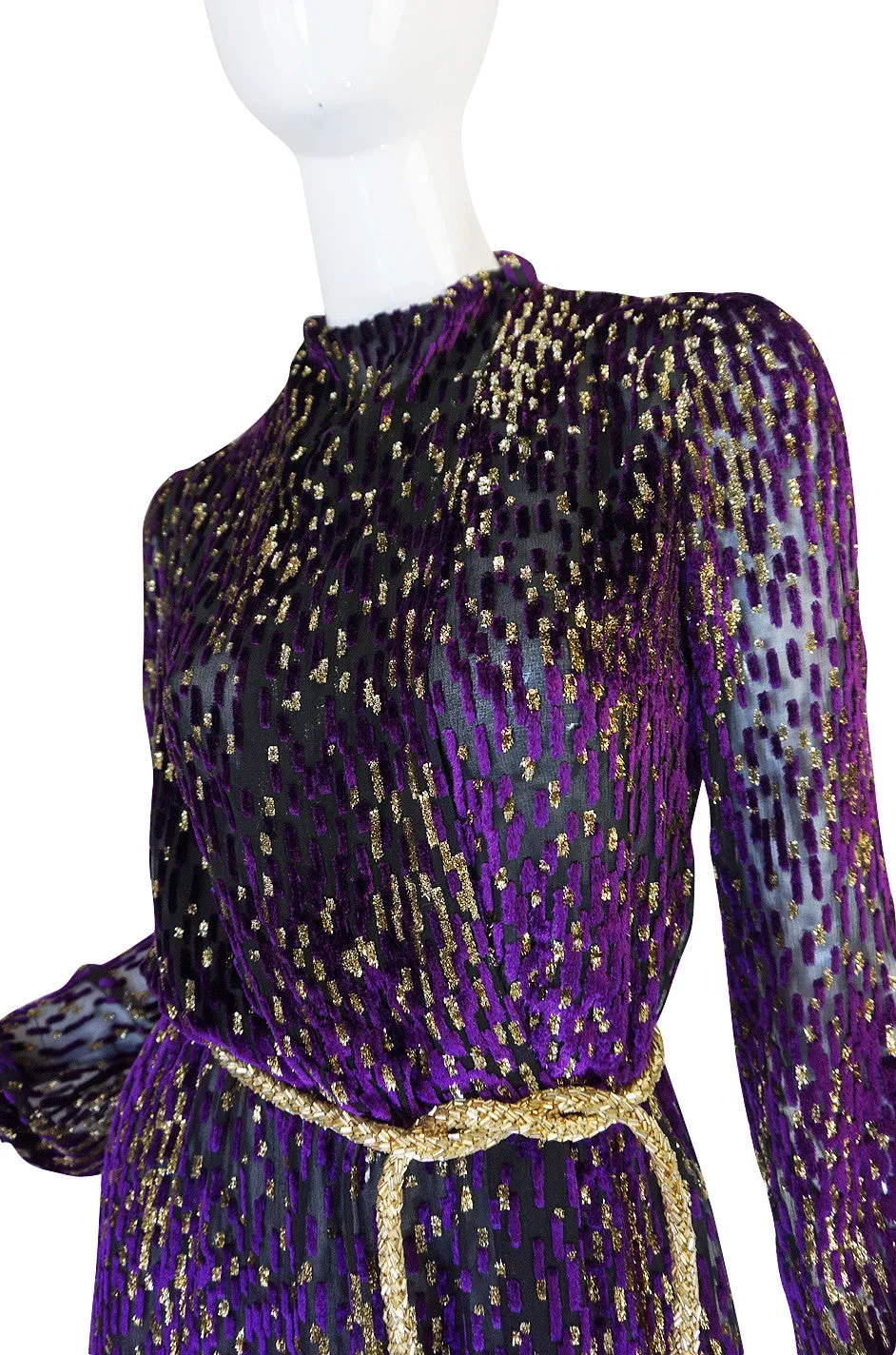 1970s Incredible Velvet Chiffon Lillie Rubin Dress