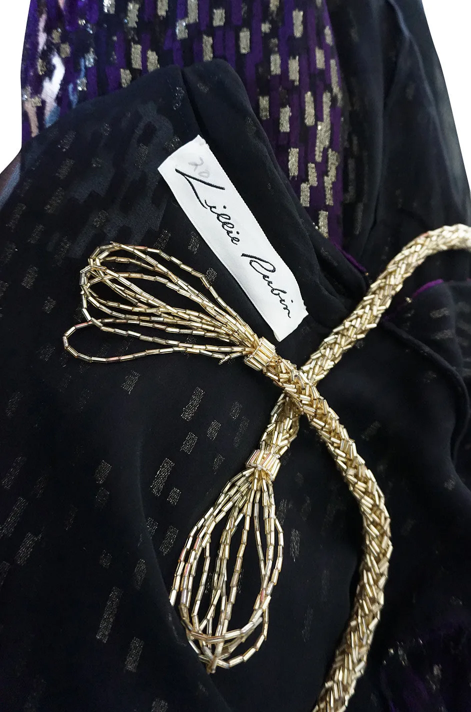 1970s Incredible Velvet Chiffon Lillie Rubin Dress