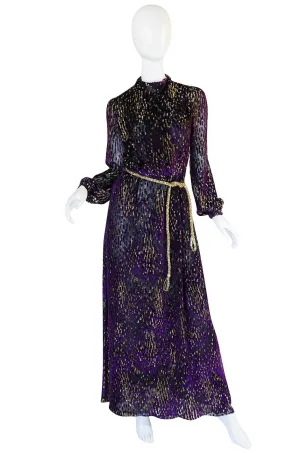1970s Incredible Velvet Chiffon Lillie Rubin Dress