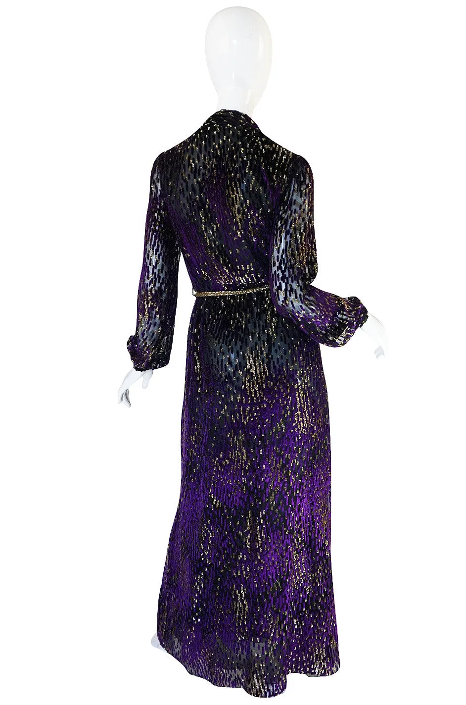 1970s Incredible Velvet Chiffon Lillie Rubin Dress