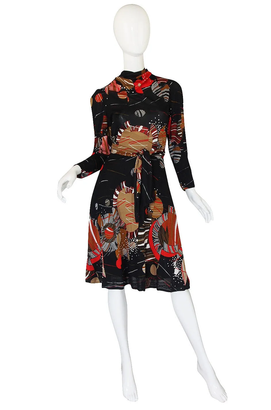 1970s J. Tiktiner Printed Jersey Dress