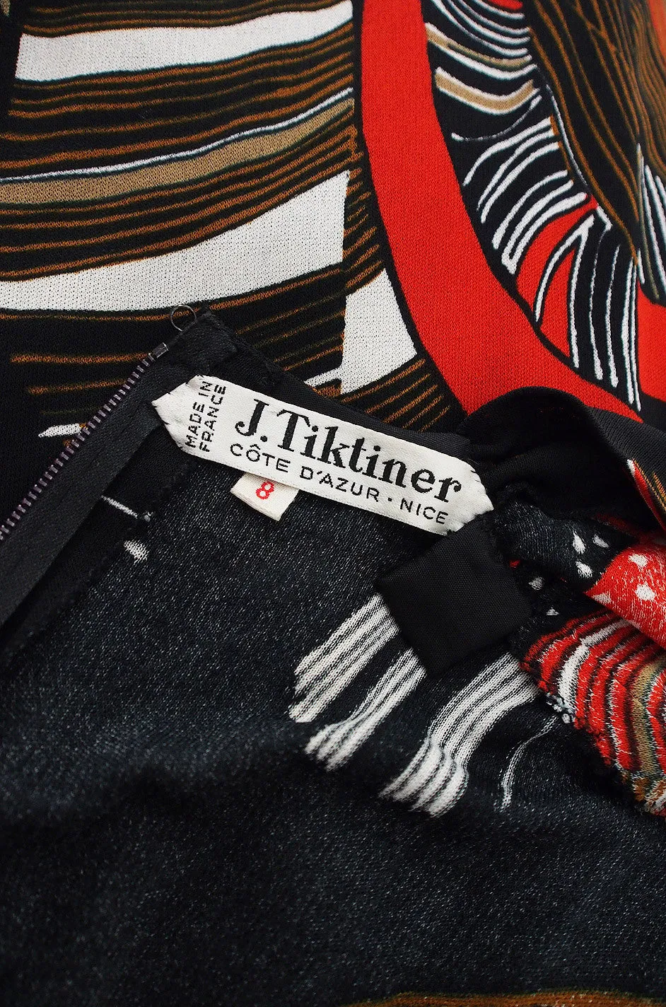 1970s J. Tiktiner Printed Jersey Dress