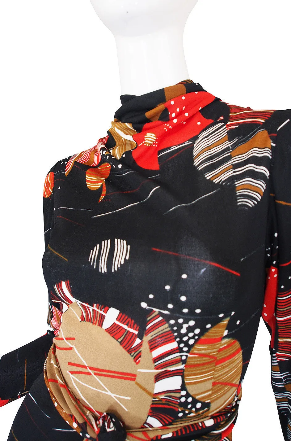1970s J. Tiktiner Printed Jersey Dress