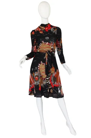 1970s J. Tiktiner Printed Jersey Dress