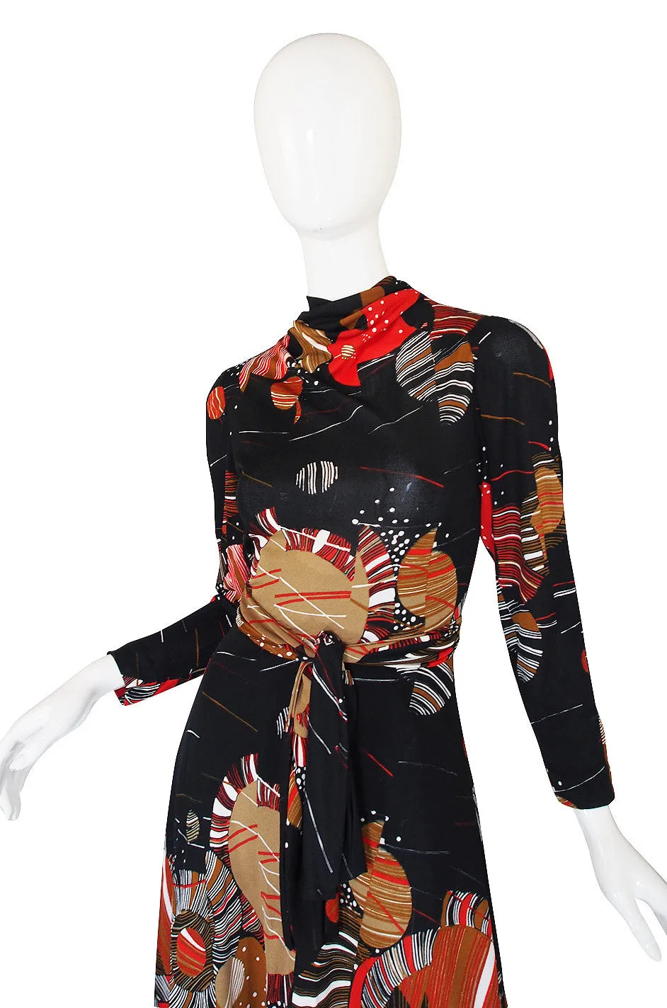 1970s J. Tiktiner Printed Jersey Dress
