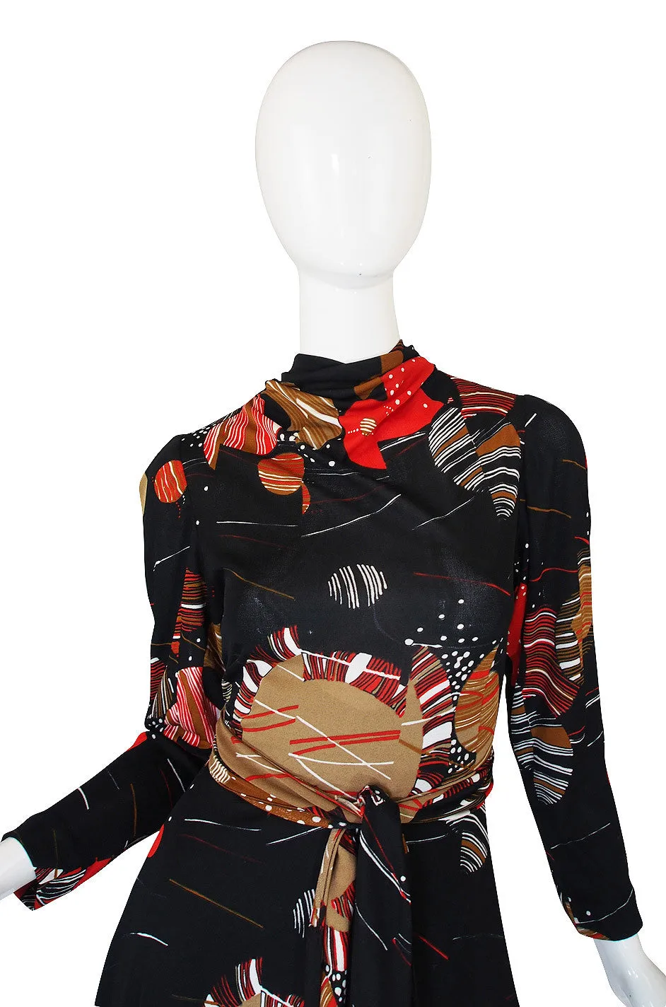 1970s J. Tiktiner Printed Jersey Dress