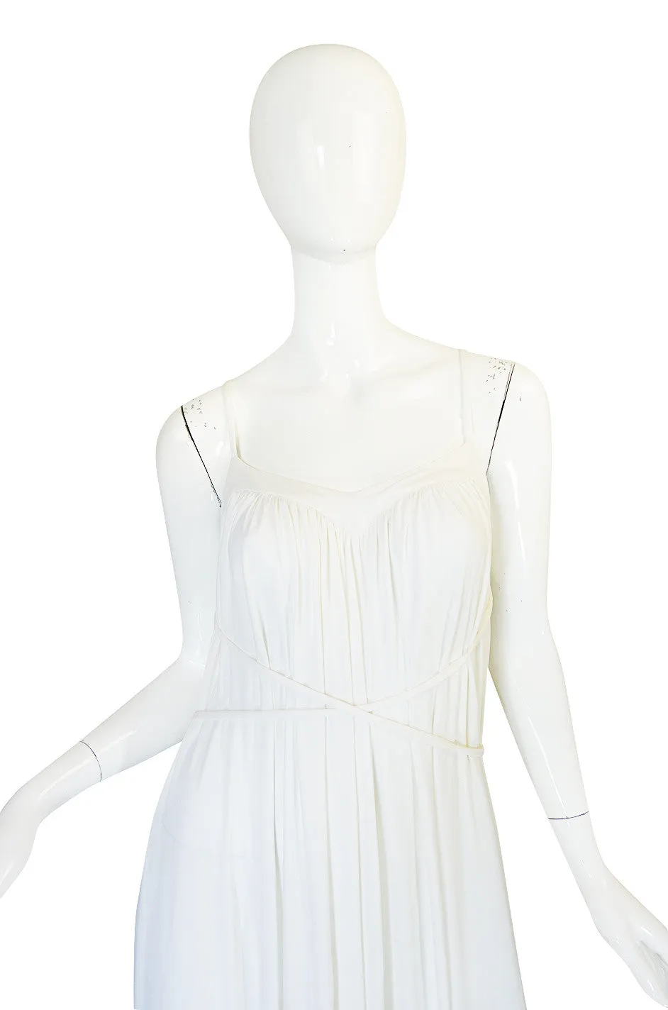 1970s Ossie Clark Attr Quorum White Jersey Dress