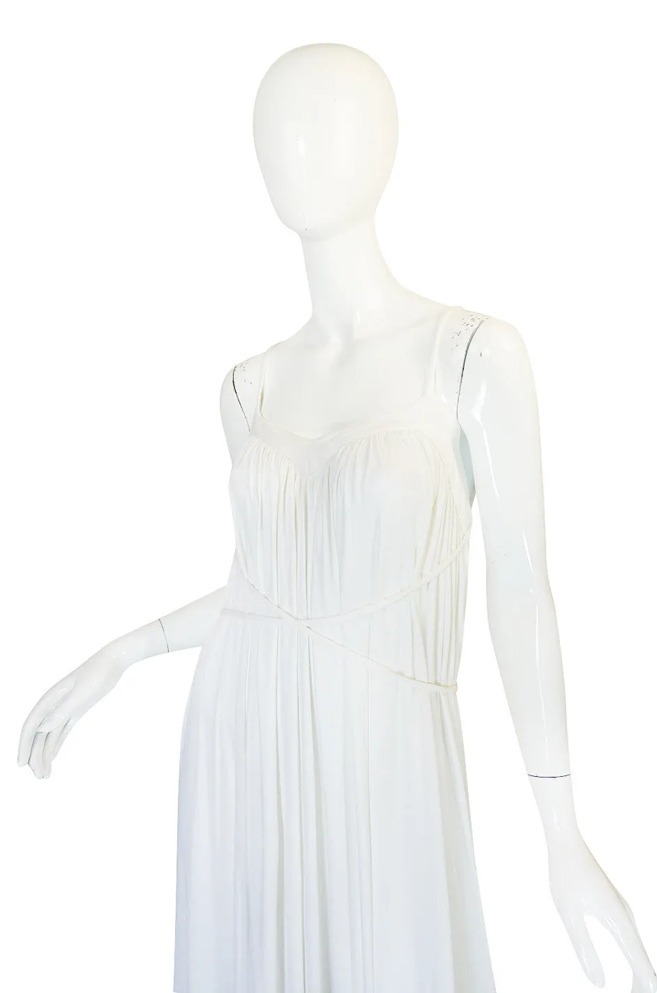 1970s Ossie Clark Attr Quorum White Jersey Dress