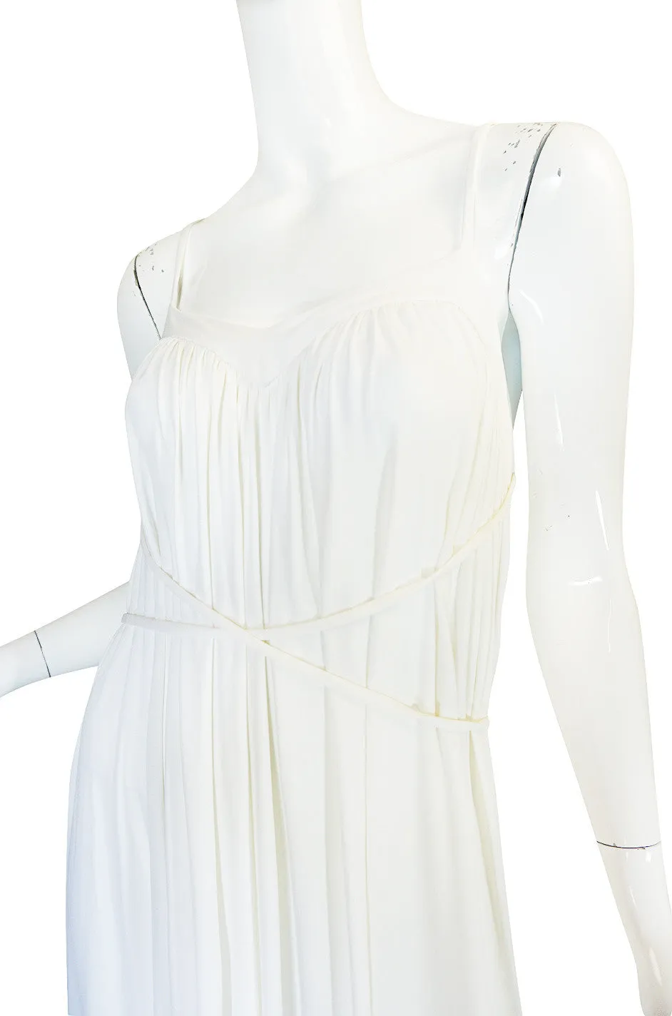 1970s Ossie Clark Attr Quorum White Jersey Dress
