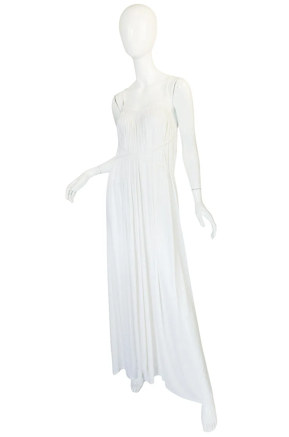 1970s Ossie Clark Attr Quorum White Jersey Dress