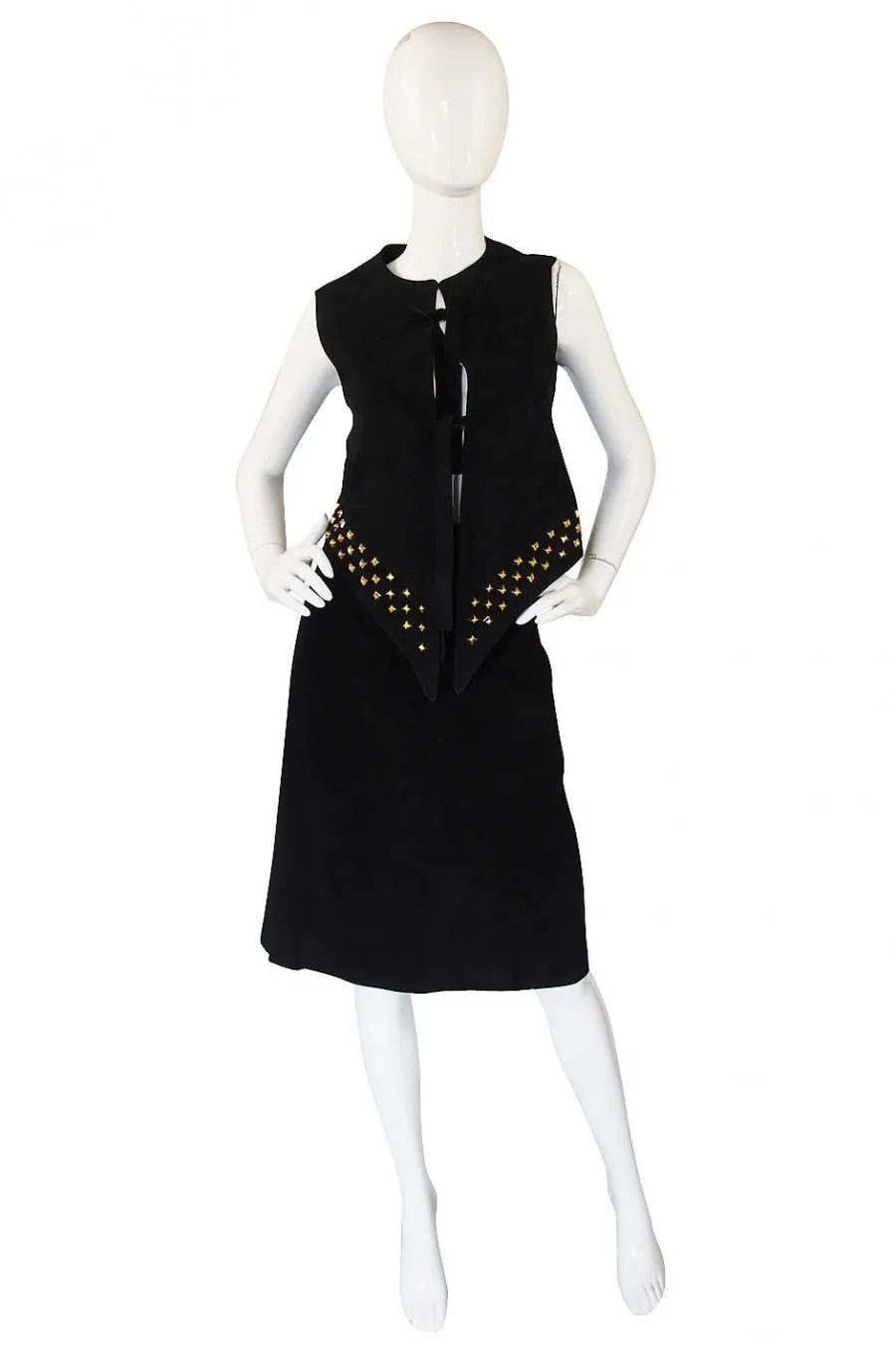 1970s Pierre Cardin Suede Vest & Skirt