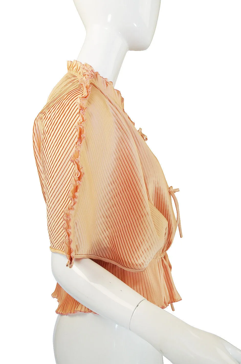 1970s Zandra Rhodes Pleated Peach Bed Jacket