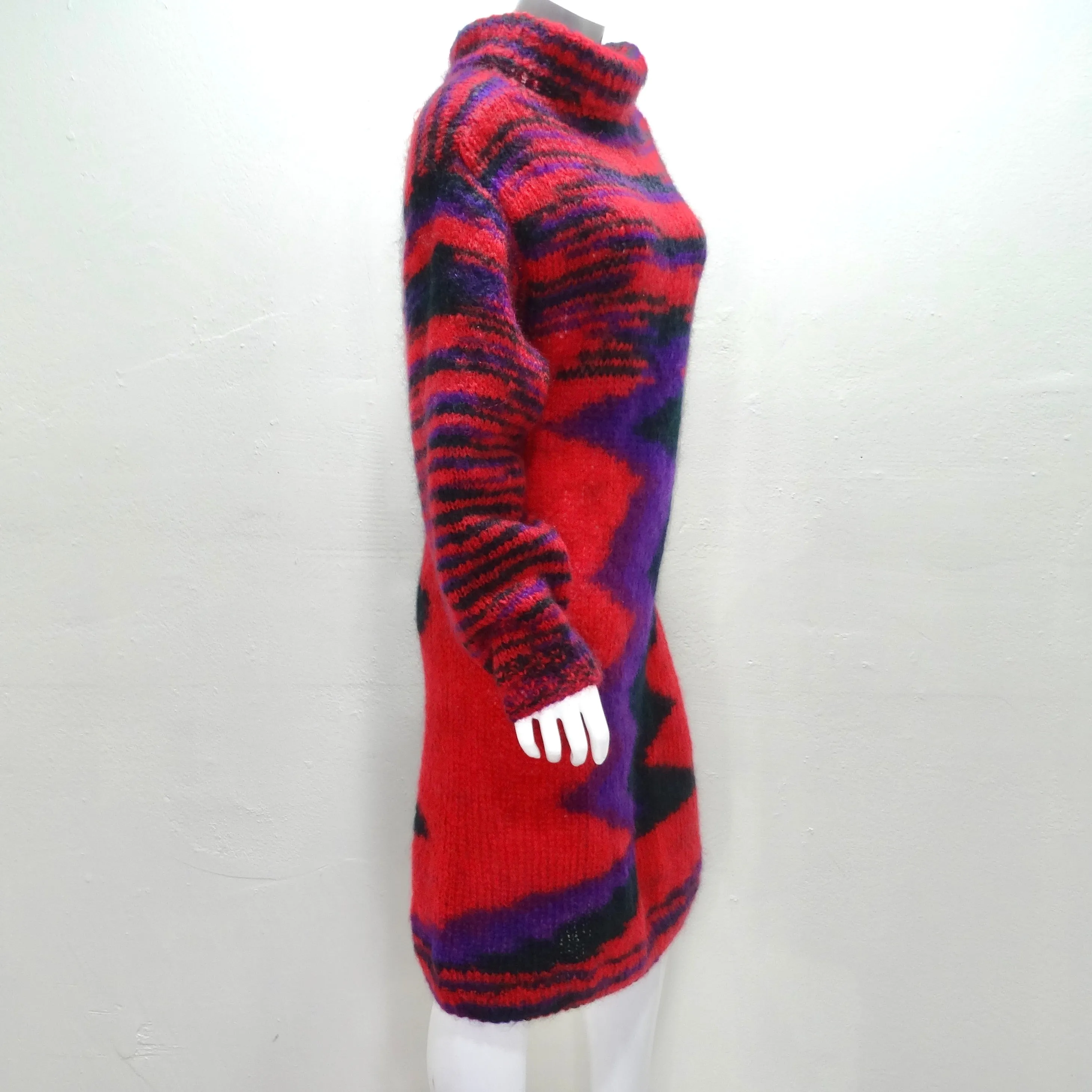 1980s Hand Knit Multicolor Sweater Dress