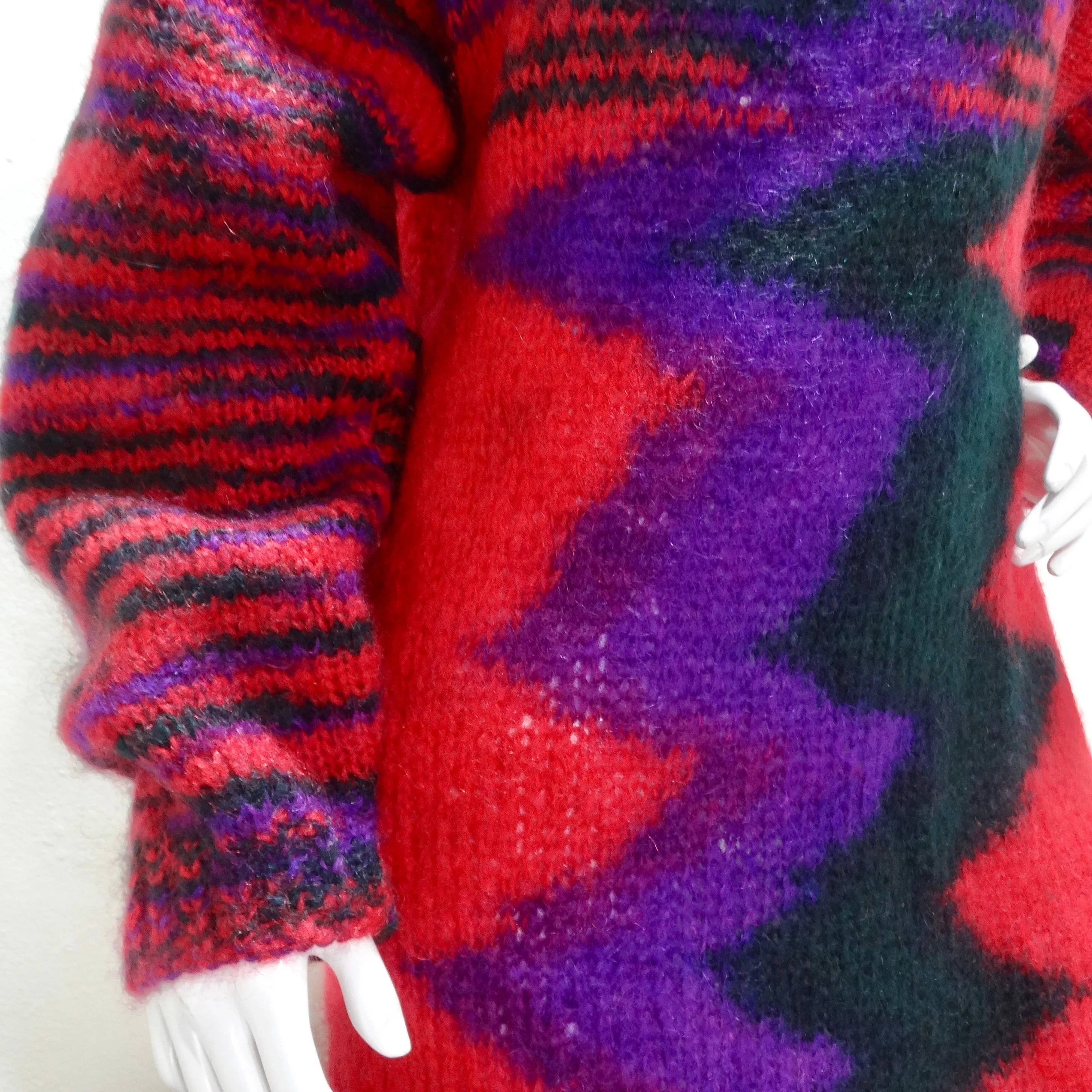 1980s Hand Knit Multicolor Sweater Dress