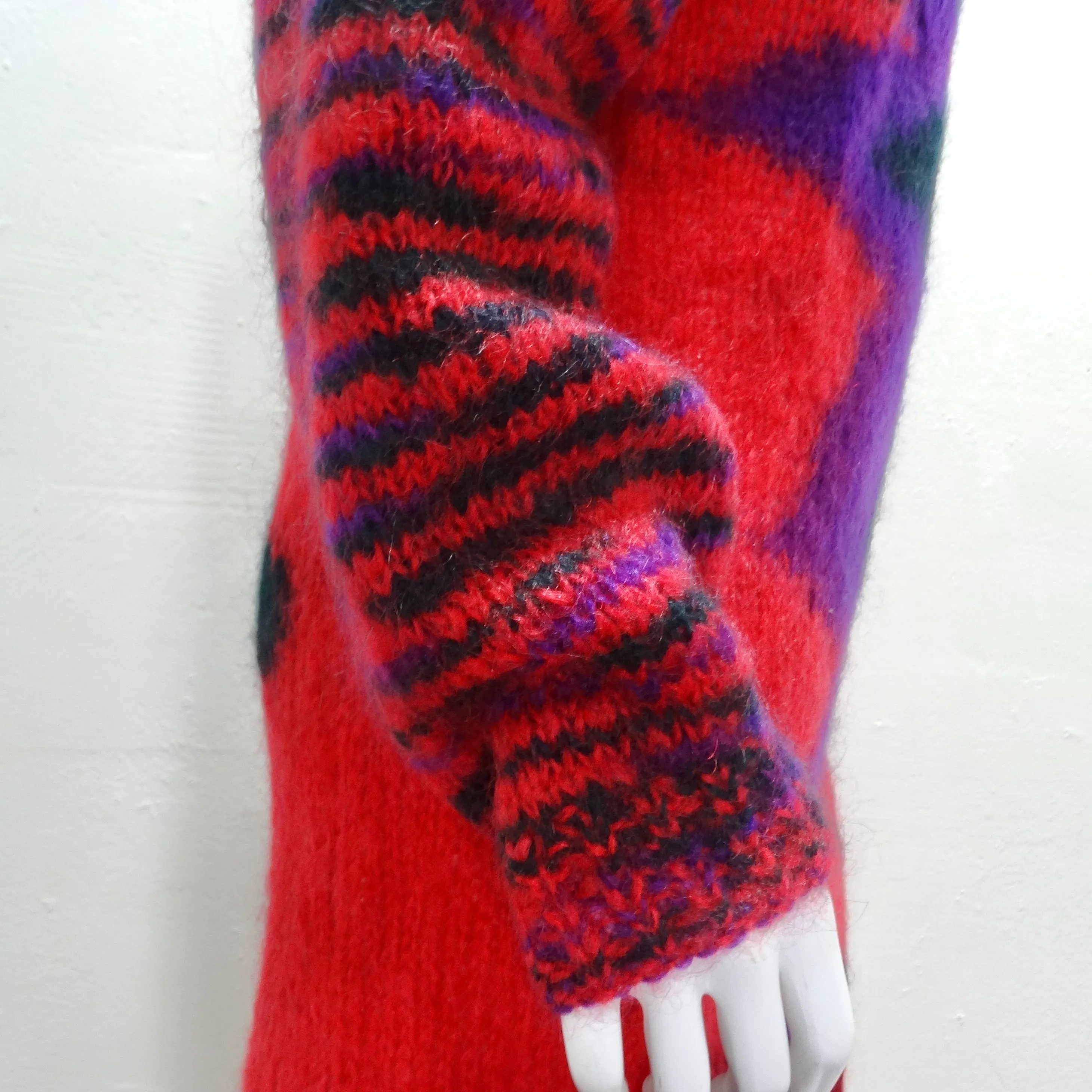 1980s Hand Knit Multicolor Sweater Dress