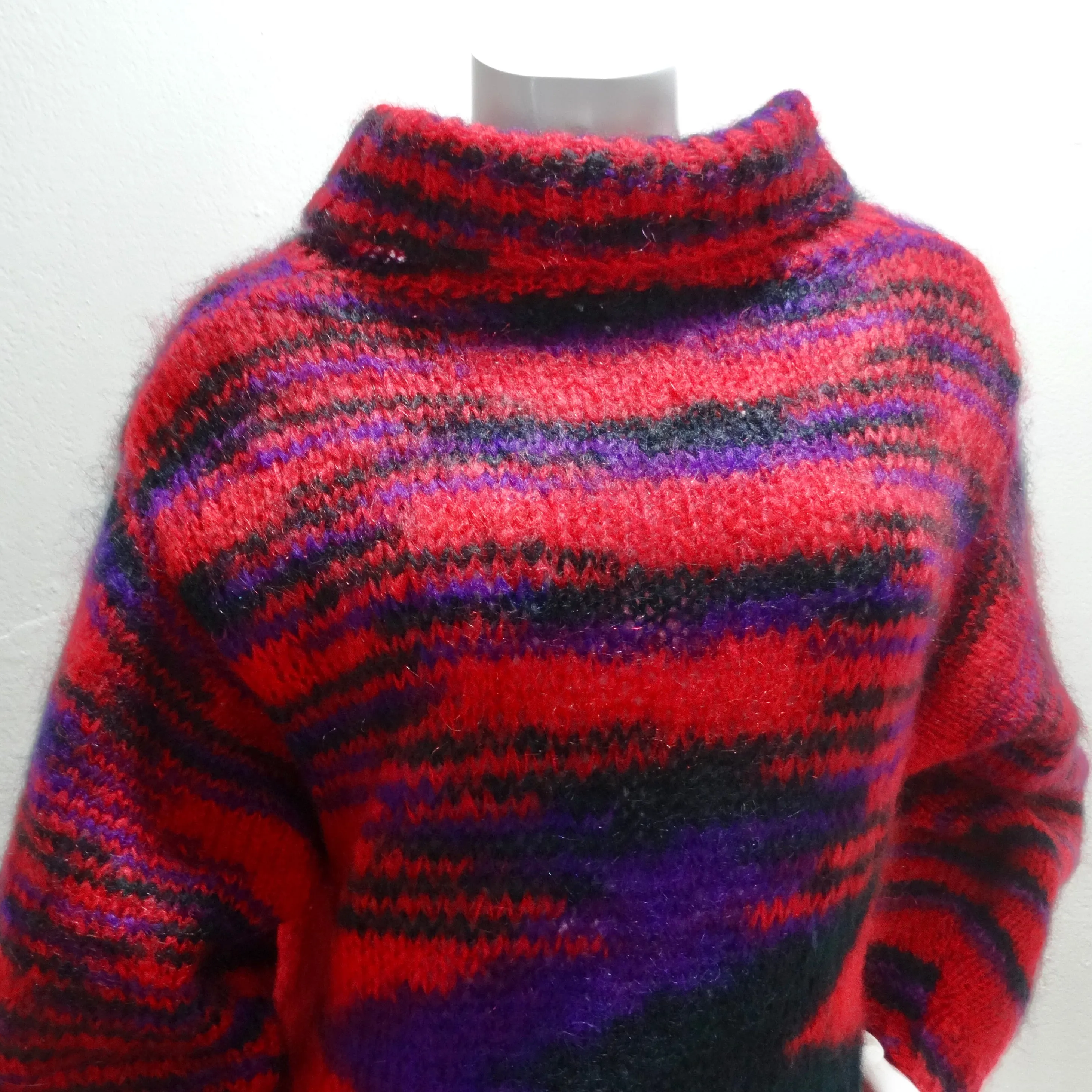 1980s Hand Knit Multicolor Sweater Dress