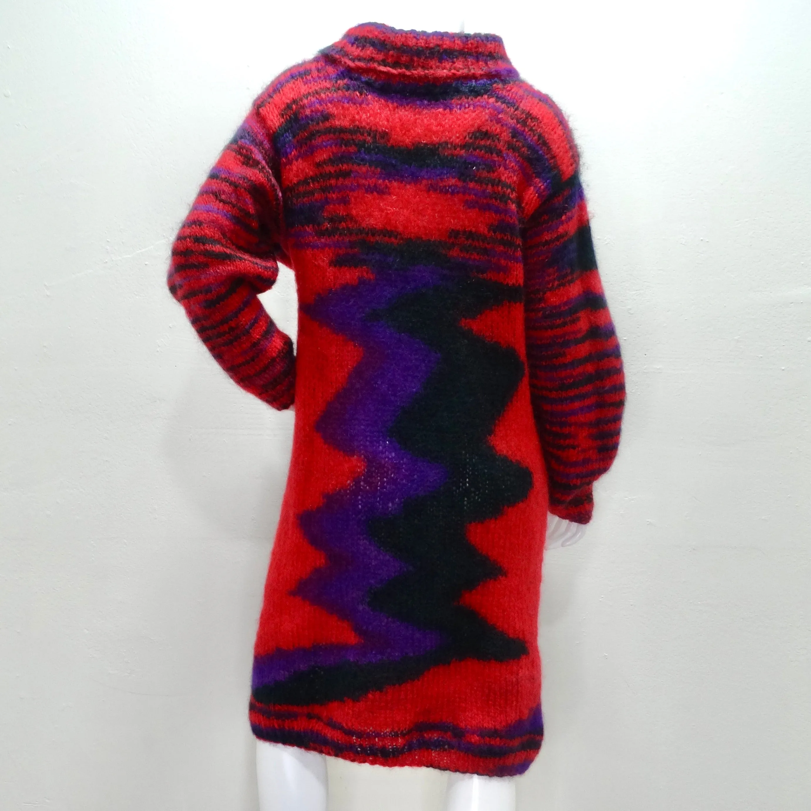 1980s Hand Knit Multicolor Sweater Dress