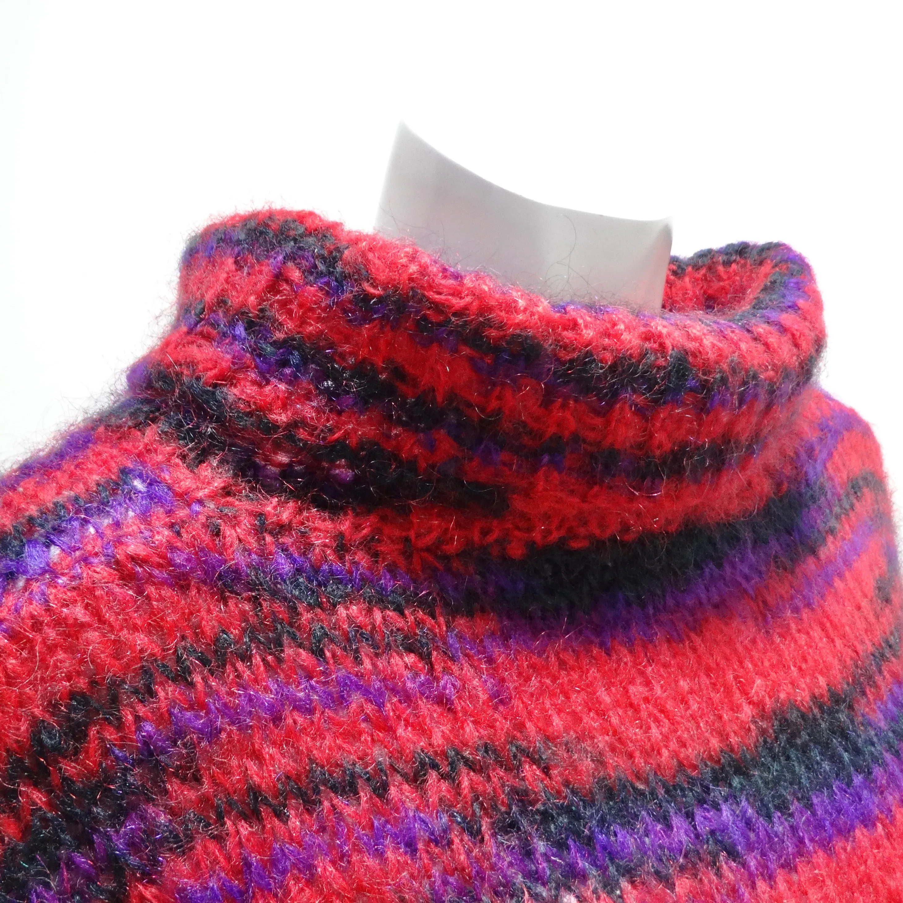 1980s Hand Knit Multicolor Sweater Dress