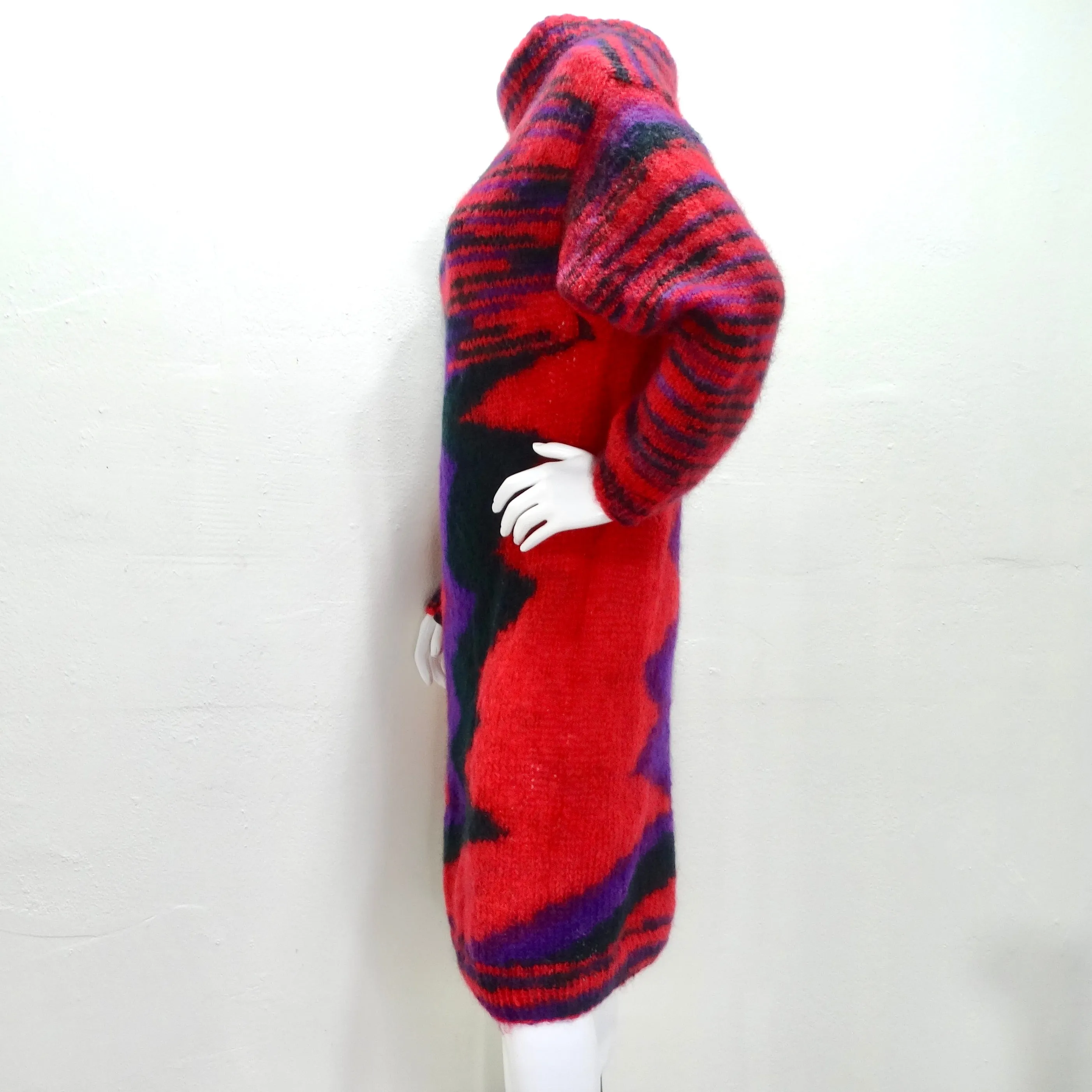 1980s Hand Knit Multicolor Sweater Dress