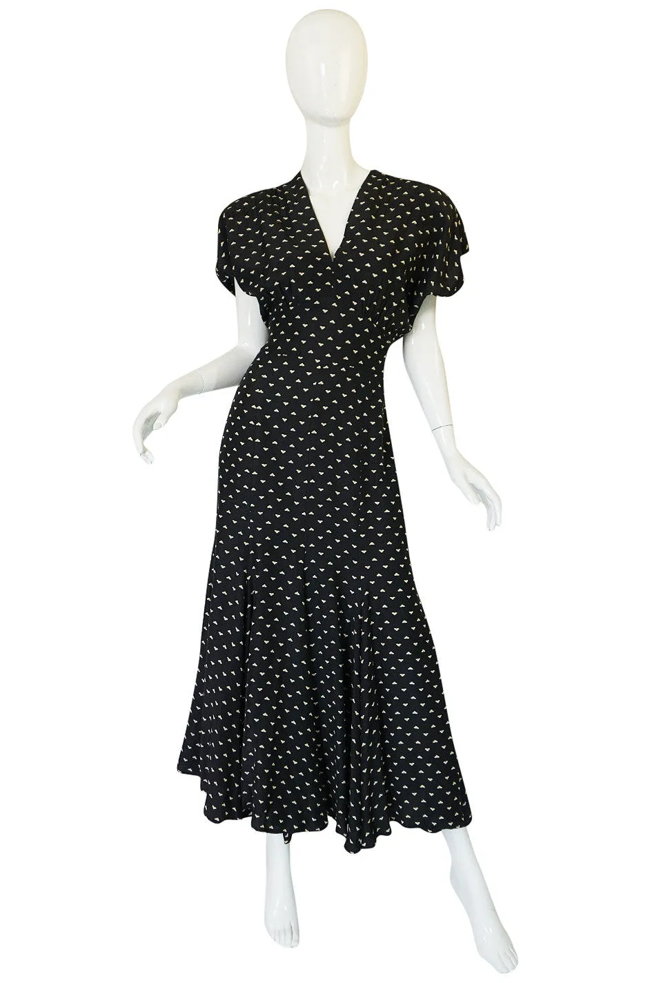 1980s Norma Kamali Black & White Full Skirted Dress