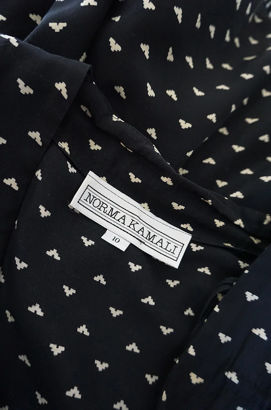 1980s Norma Kamali Black & White Full Skirted Dress