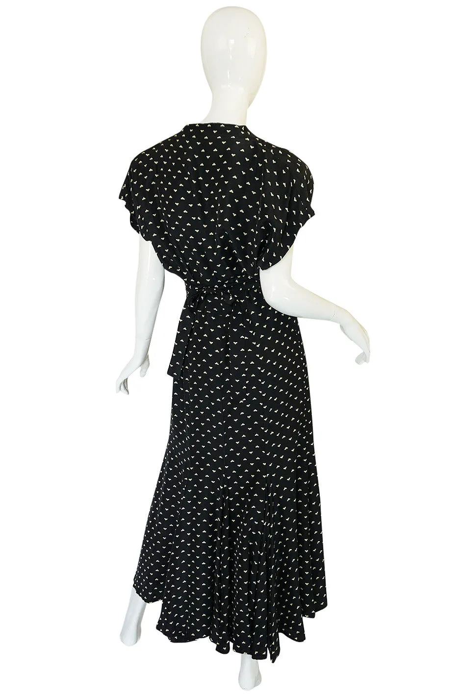 1980s Norma Kamali Black & White Full Skirted Dress