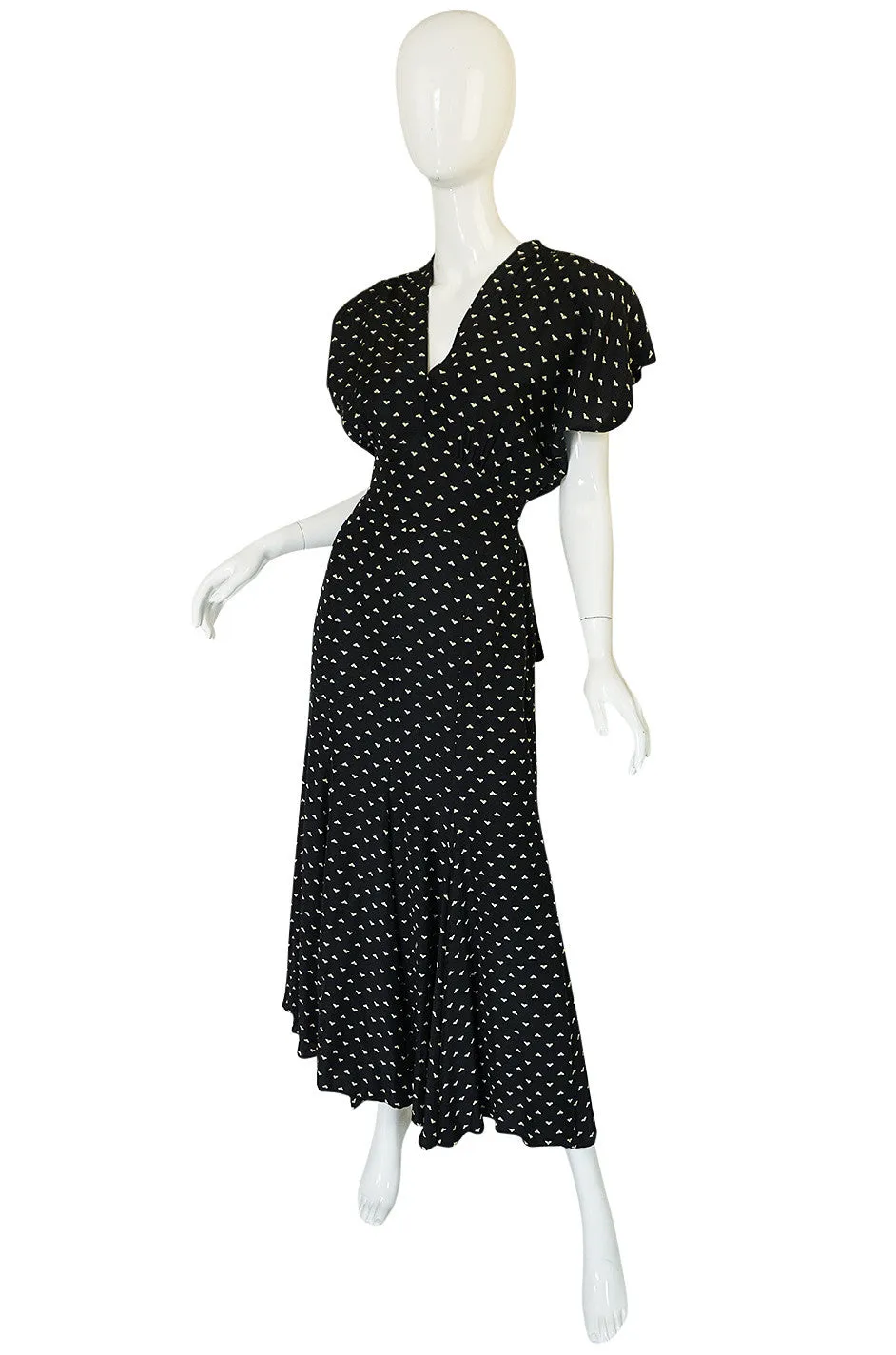 1980s Norma Kamali Black & White Full Skirted Dress
