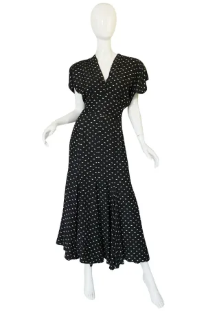 1980s Norma Kamali Black & White Full Skirted Dress