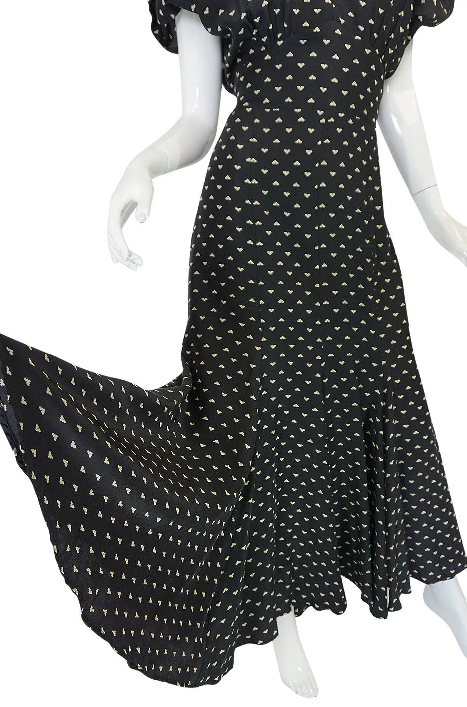 1980s Norma Kamali Black & White Full Skirted Dress