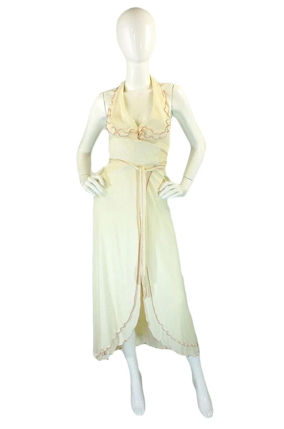2001 Stephen Burrows Cream Wrap Dress