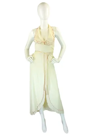 2001 Stephen Burrows Cream Wrap Dress