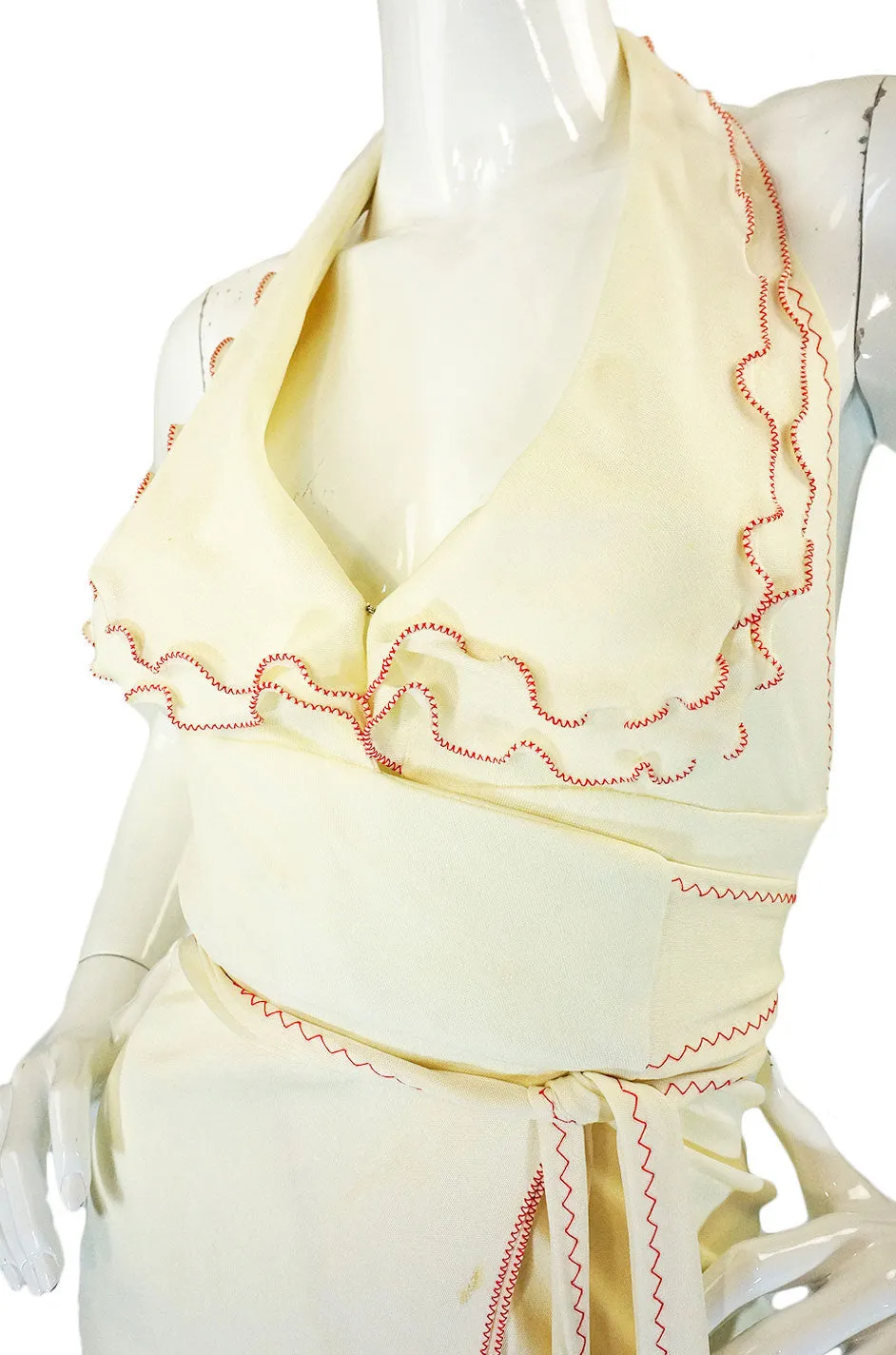 2001 Stephen Burrows Cream Wrap Dress