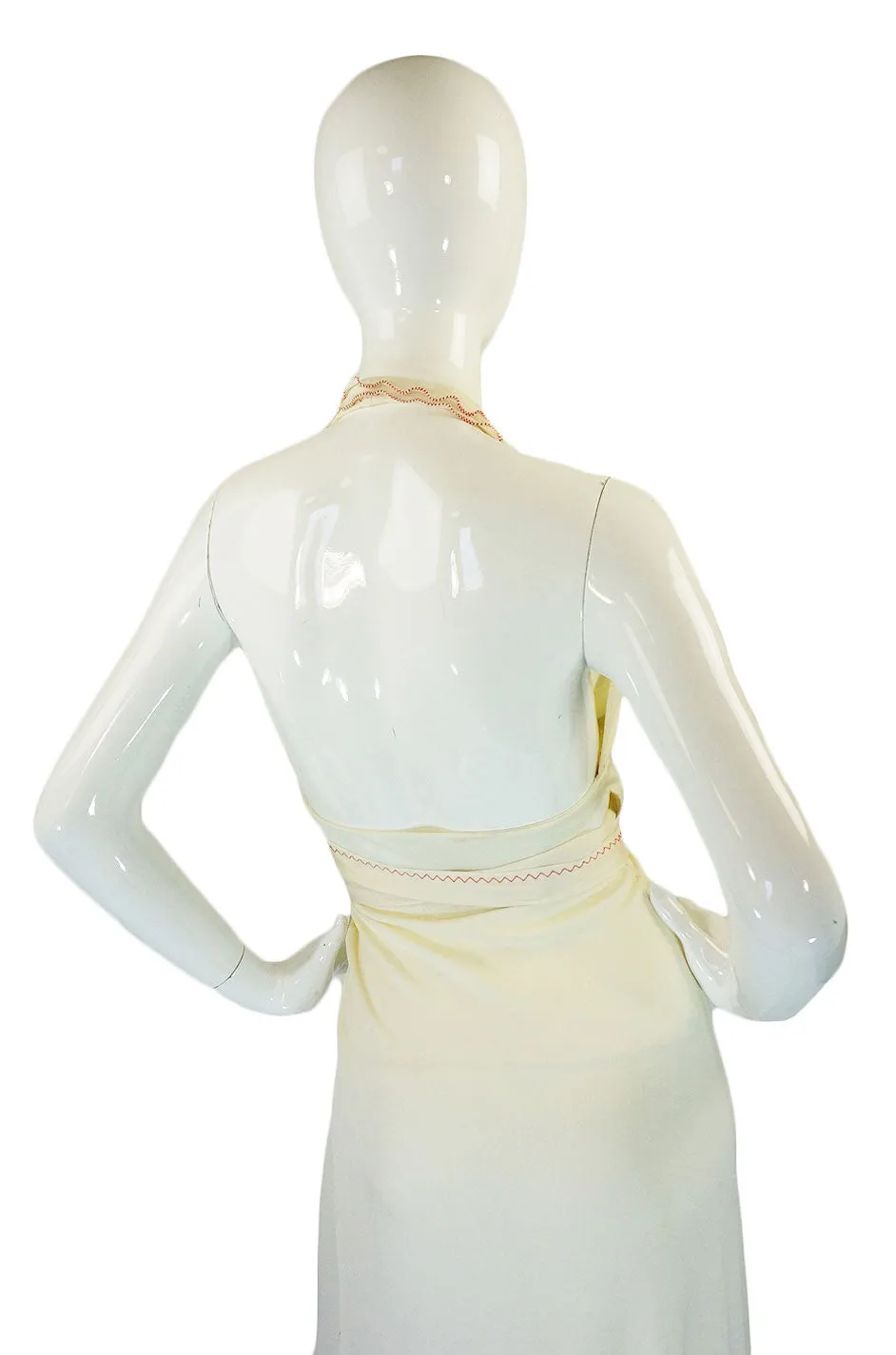 2001 Stephen Burrows Cream Wrap Dress